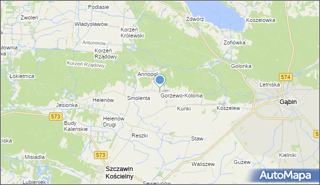 mapa Gorzewo-Kolonia, Gorzewo-Kolonia na mapie Targeo